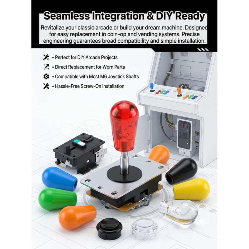 Joystick Arcade Parts - 1 個 M6 ジョイスティックアメリカンボールヘッドジョイスティック Diy アーケードコインゲーム自動販売機部品交換用