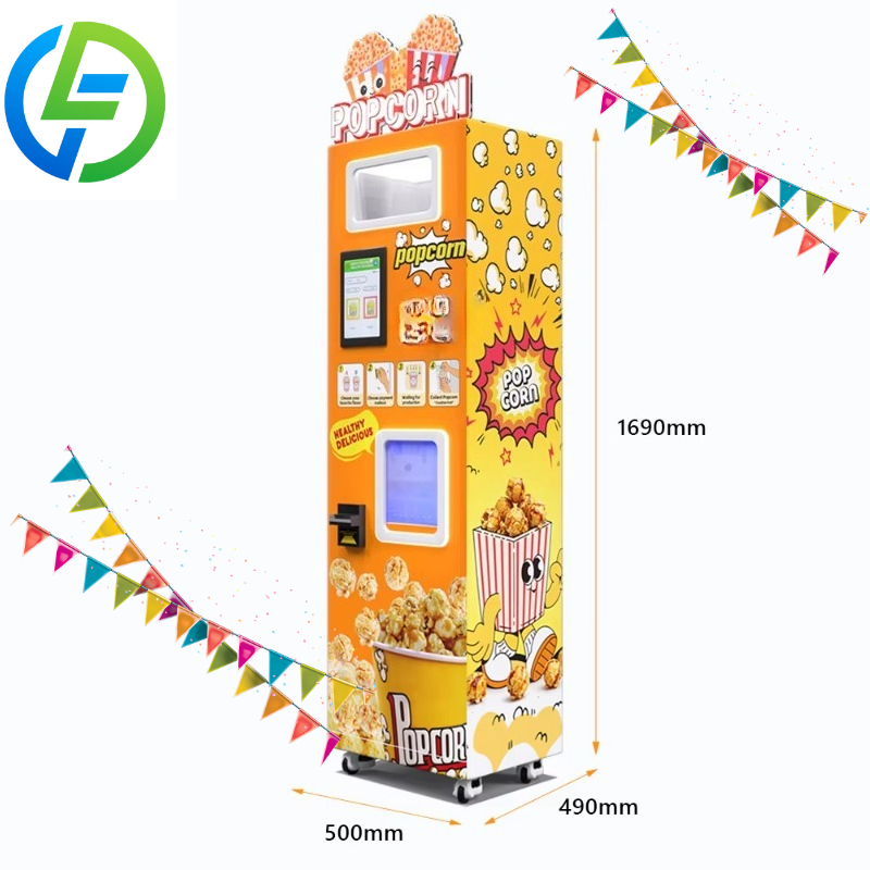 Popcorn Vending Machine - カスタマイズ可能な24時間稼働ポップコーン自動販売機 - 1800W、内蔵照明、透明窓＆ユニバーサルホイール