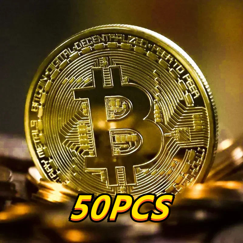 Arcade Game Coin - 60-2 個ゴールドメッキビットコインコイングッズアートコレクションギフト物理記念 Casascius ビット BTC 金属模造