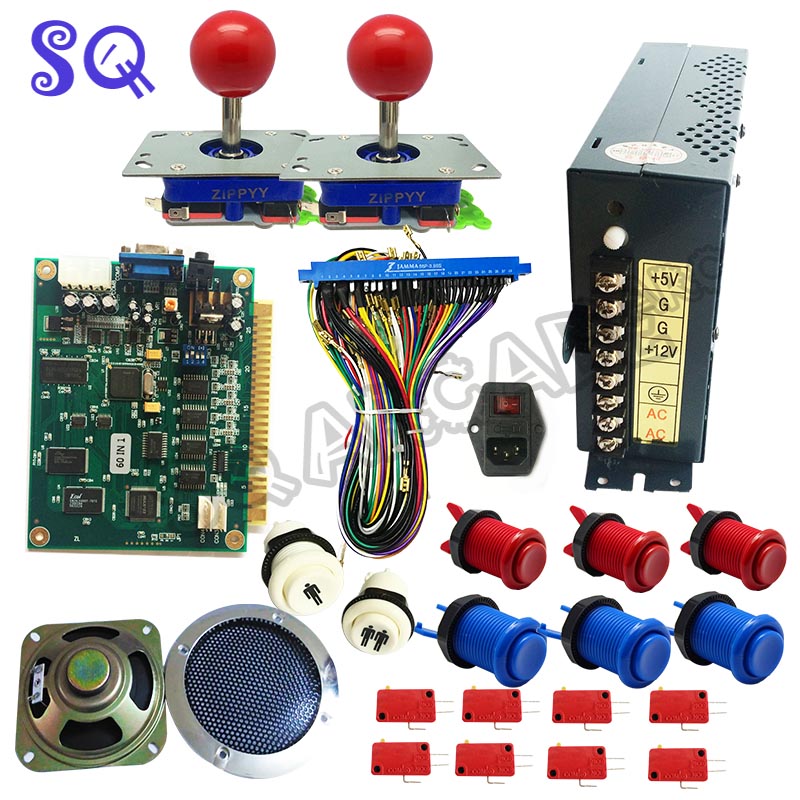 Arcade Button Pcb - クラシックなハマ-60のアーケードゲーム,24V電源,スピーカーボックス付き,ジョイアメリカのプッシュボタン,カマワイヤー,ピースフィート