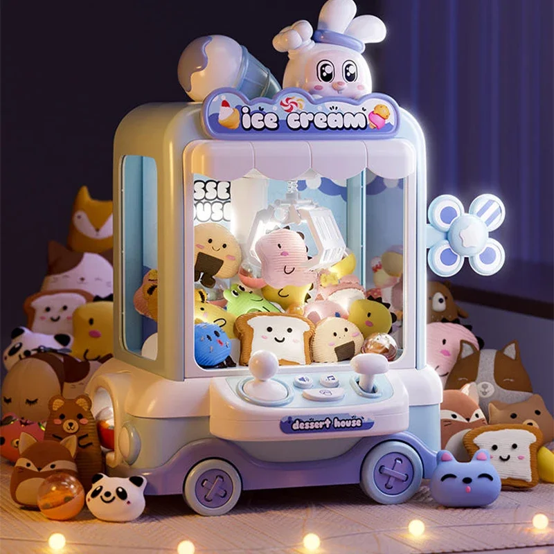 Claw Crane Machine - 子供のためのウサギ人形のおもちゃ,光の音楽を備えたミニ漫画クロークレーンマシン,子供への贈り物,家の分類