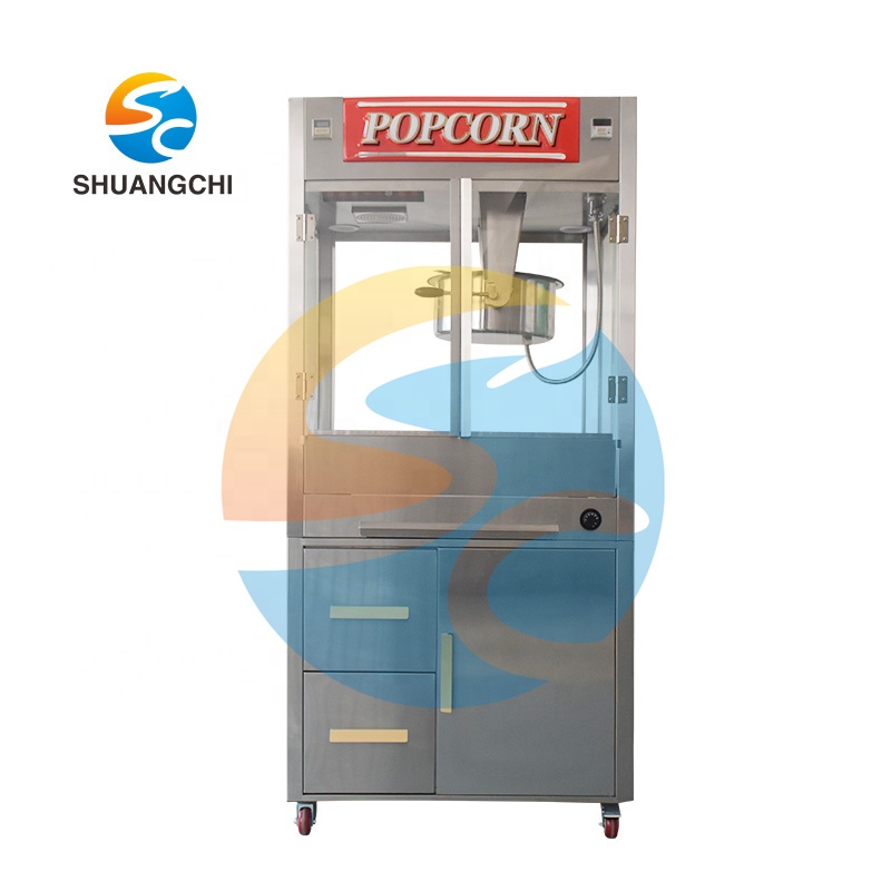 Popcorn Vending Machine - 双池工場製 32オンス業務用ポップコーンマシン ステンレス製電気自動販売機 ポップコーン製造機能付き 販売中