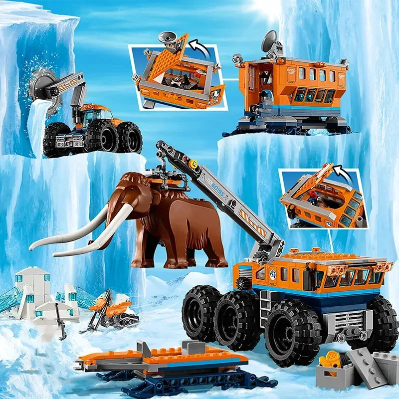 Claw Crane Machine - シティシリーズのビルディングブロックと互換性があります 60195 北極移動探査基地クレーンカー MOC おもちゃ 子供のクリスマスプレゼント