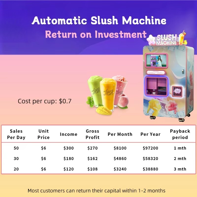 調整可能なスラッシー自動販売機、柔軟なシロップ水混合比率設定 - Slushie Machine Vending のレビューと価格
