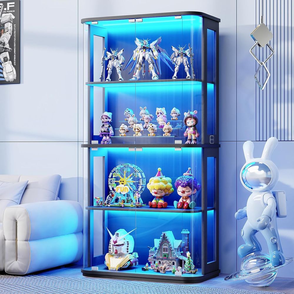 ガラス扉付き丸型ディスプレイキャビネット、透明な全面ディスプ - Glass Cabinet Display のレビューと価格