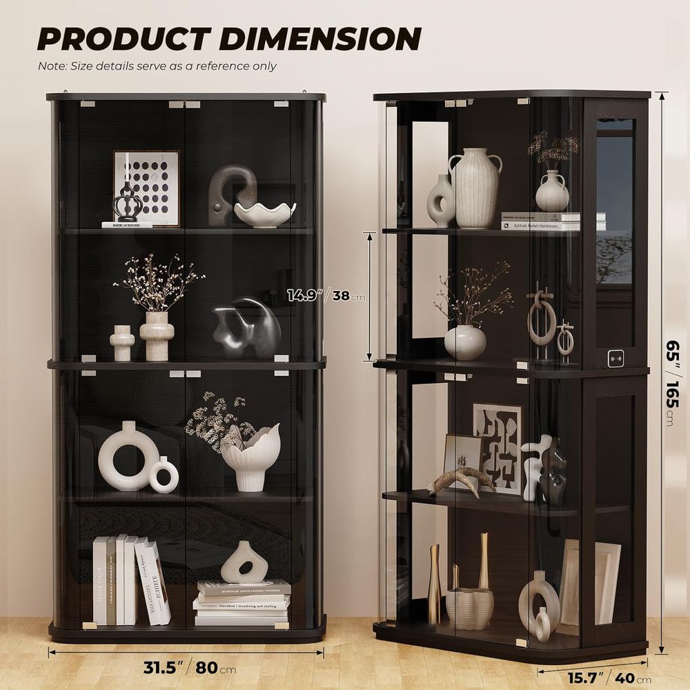 ガラス扉付き丸型ディスプレイキャビネット、透明な全面ディスプ - Glass Cabinet Display のレビューと価格