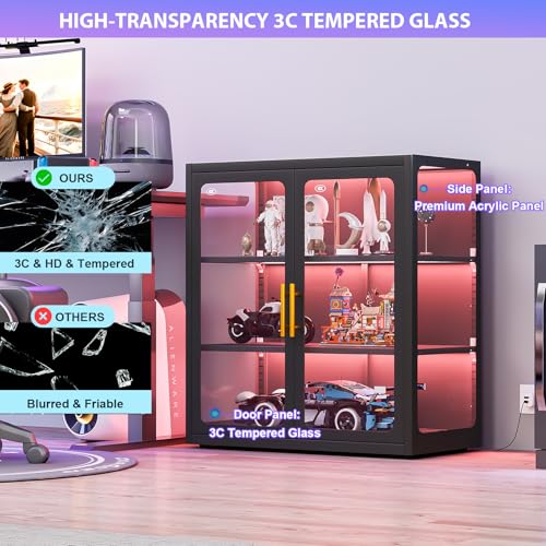ガラス扉とRGBライト付きのコレクション用ディスプレイキャビ - Glass Cabinet Display のレビューと価格