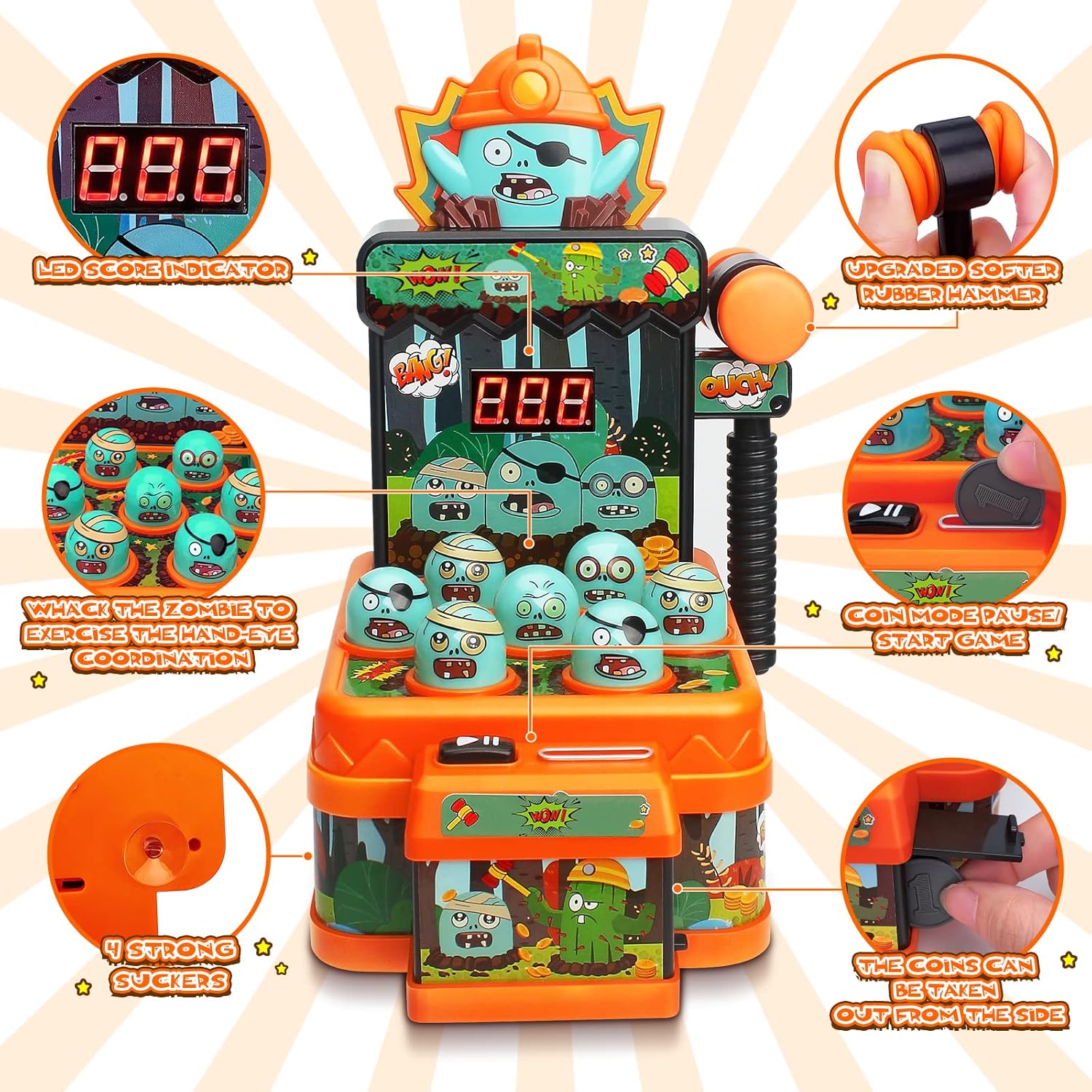 ミニ電子漫画ゾンビスタイルのアーケードゲームのおもちゃ,ほく - Whack A Mole Arcade のレビューと価格