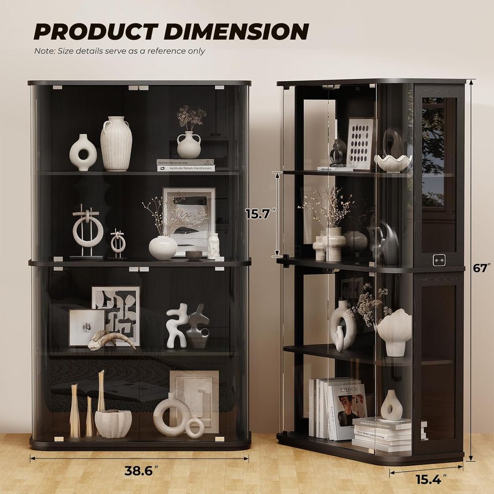 大型の丸みを帯びたガラス扉付きディスプレイキャビネット、3色 - Glass Cabinet Display のレビューと価格