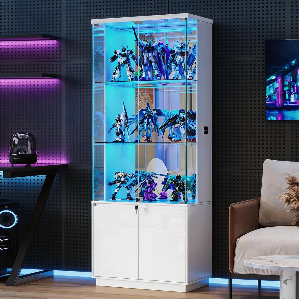 71 ガラス扉付きディスプレイキャビネット、3色ライト付き、 - Glass Cabinet Display のレビューと価格