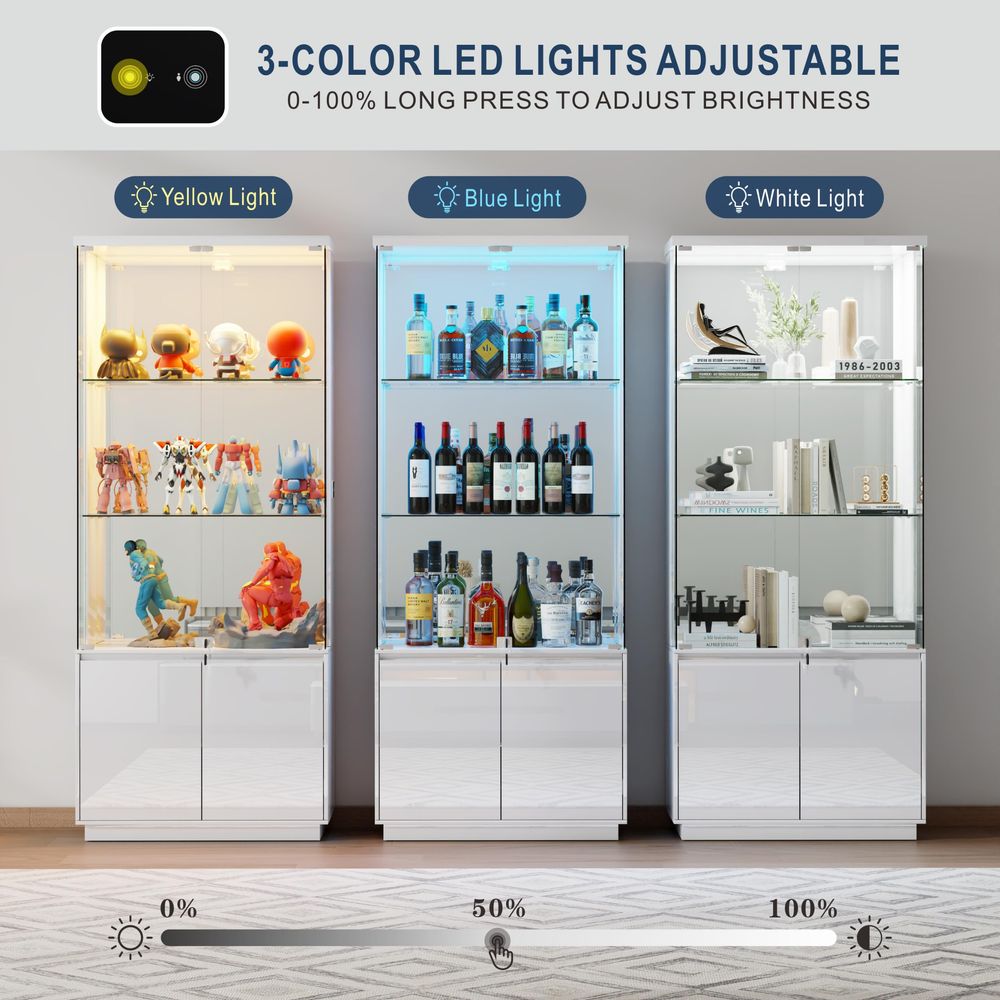 71 ガラス扉付きディスプレイキャビネット、3色ライト付き、 - Glass Cabinet Display のレビューと価格