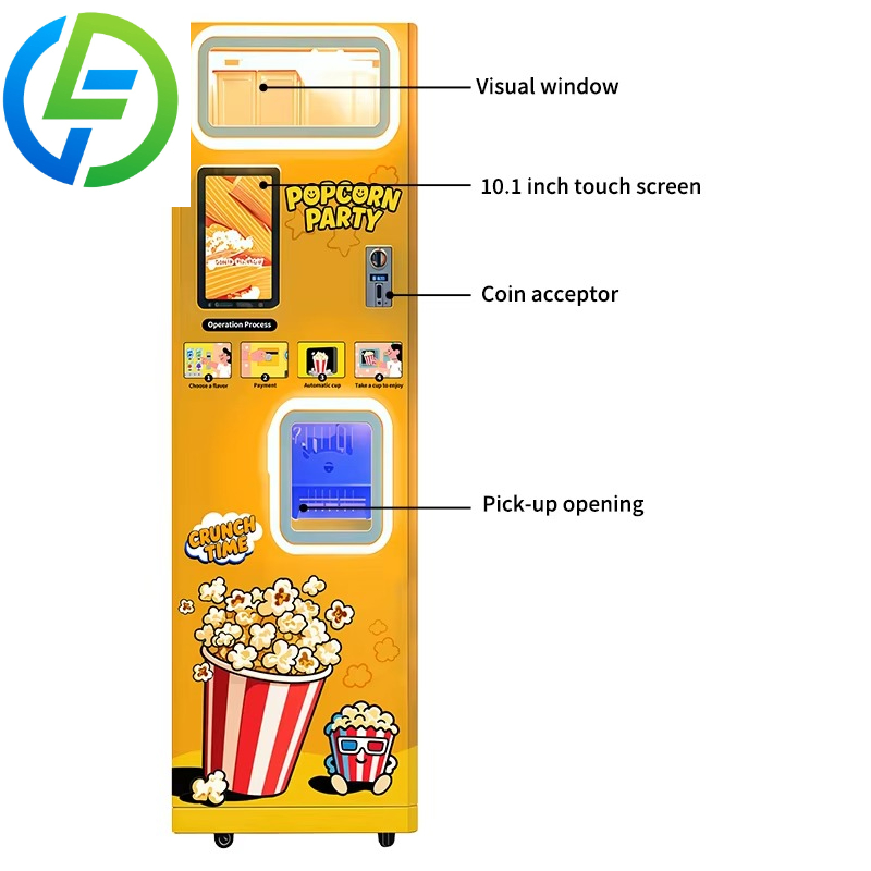 カスタマイズ可能な熱風式全自動コイン式ポップコーン製造機、フ - Popcorn Vending Machine のレビューと価格