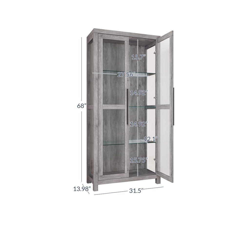 ガラス製ディスプレイキャビネット、強化ガラス扉付き背の高いキ - Glass Cabinet Display のレビューと価格