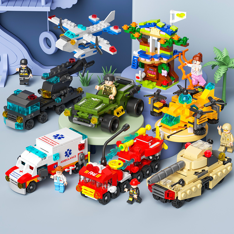 6 in 1メガシティビルディングセット - パトカー、消防 - Claw Crane Machine のレビューと価格