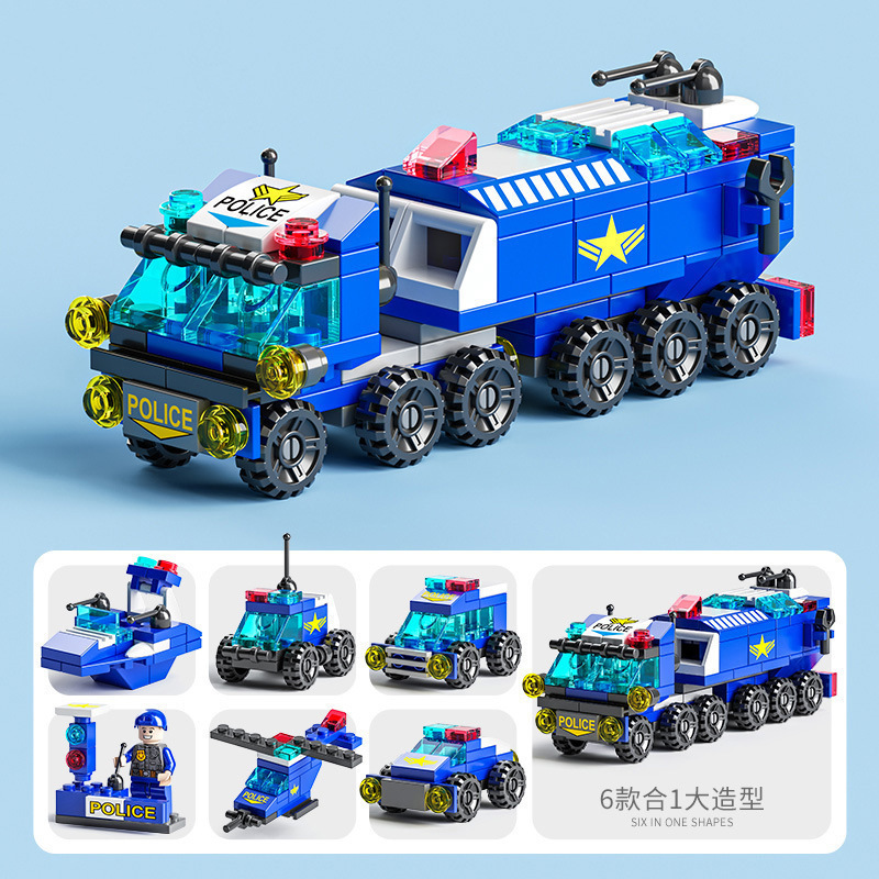 6 in 1メガシティビルディングセット - パトカー、消防 - Claw Crane Machine のレビューと価格