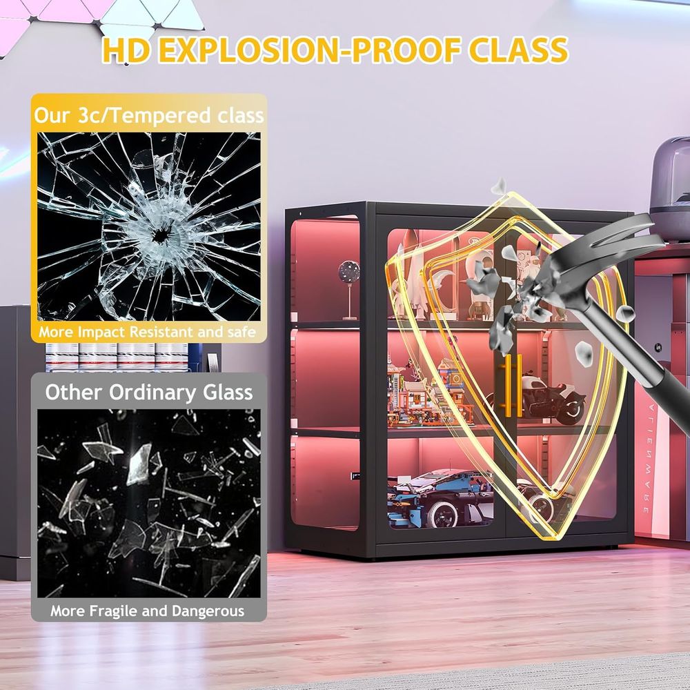 34インチの背の高いガラス扉付きディスプレイキャビネット、調 - Glass Cabinet Display のレビューと価格