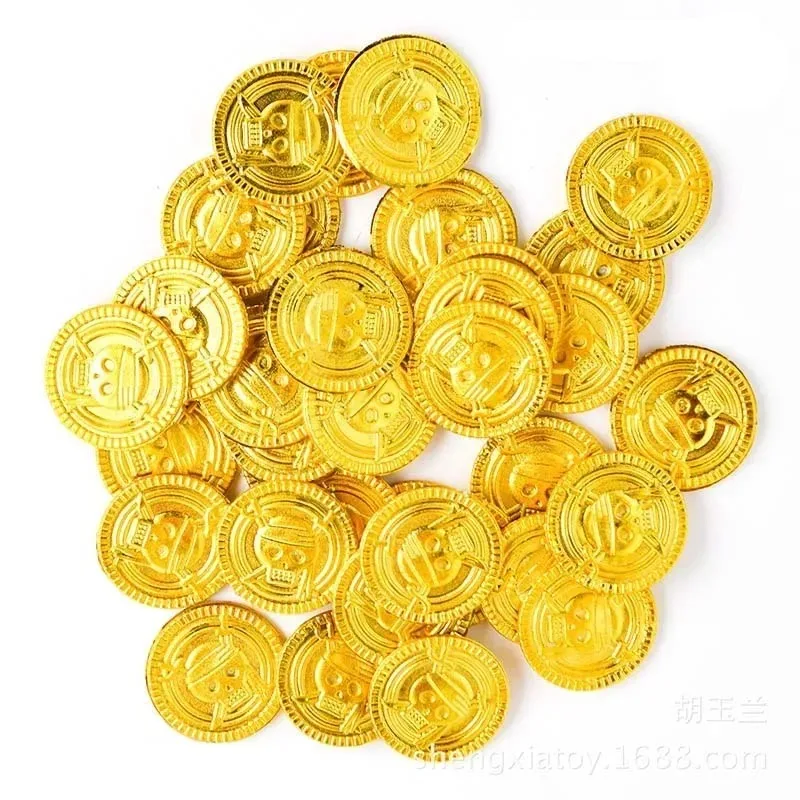 50 個の海賊金貨プラスチック偽宝貨小道具ハロウィーンの装飾 - Arcade Game Coin のレビューと価格