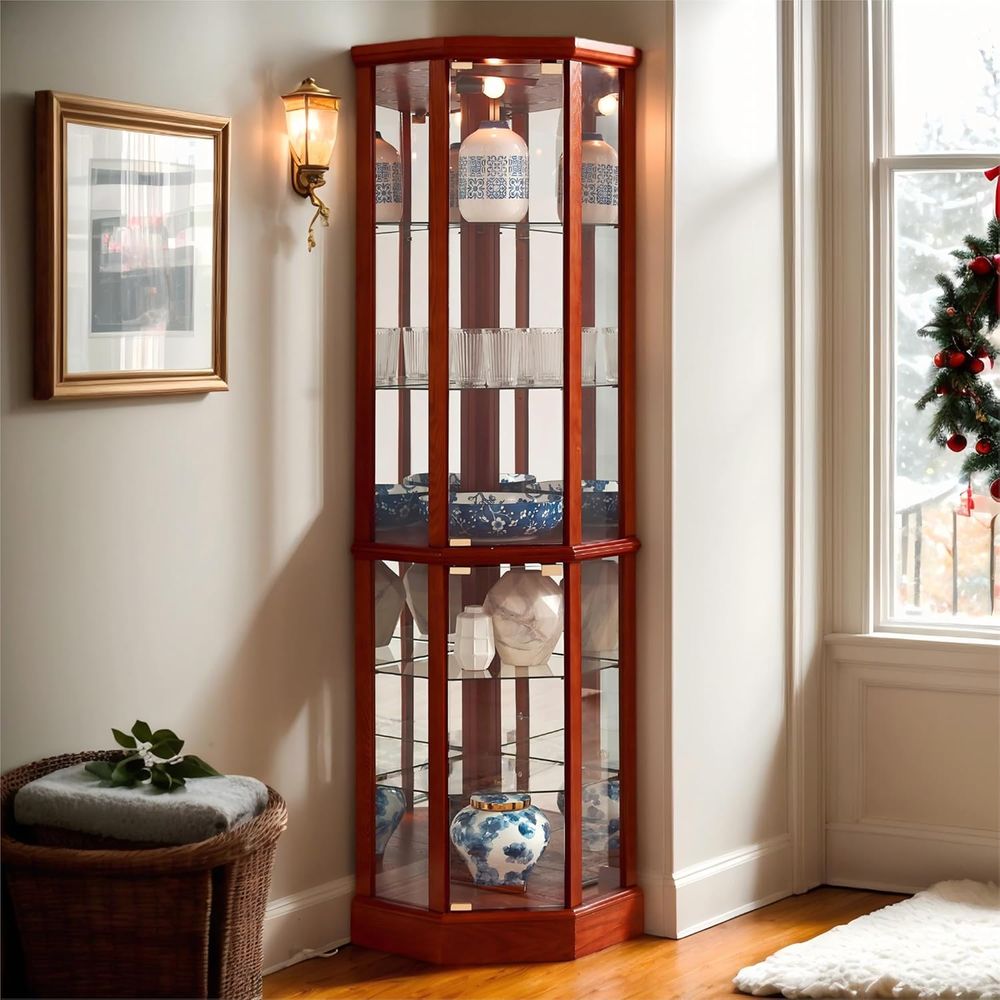 高さ70インチの照明付きガラスディスプレイケージ、強化ガラス - Glass Cabinet Display のレビューと価格